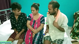 Hot Milf Aunty shared&excl; Hindi of the time threesome copulation